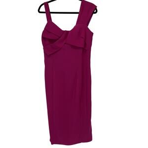 Dina Bar-El Dress Womens Large Pink Fuchsia Sleeveless Ruffle Cocktail Party USA